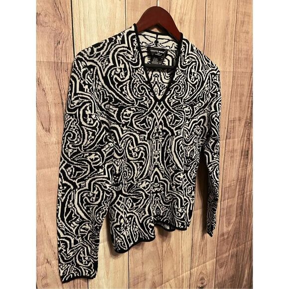 Colette Mordo for Sanitra M black white geometric Silk sweater - Picture 3 of 5
